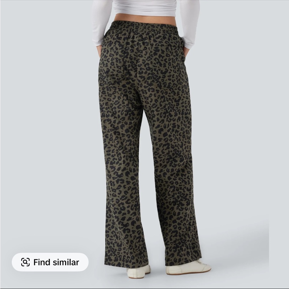 NWT Halara high waisted corduroy leopard pants - Picture 3 of 6
